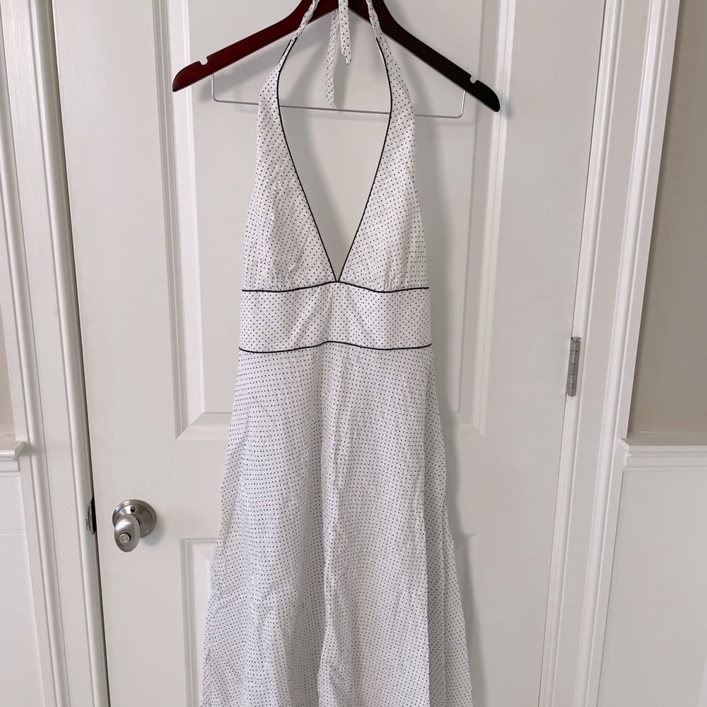 J Crew White Polka Dot Halter Dress